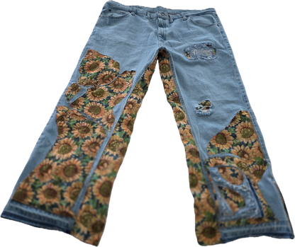 Sunflower Rise Denim Jacquard Pants