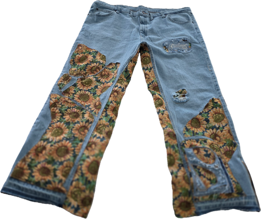 Sunflower Rise Denim Jacquard Pants