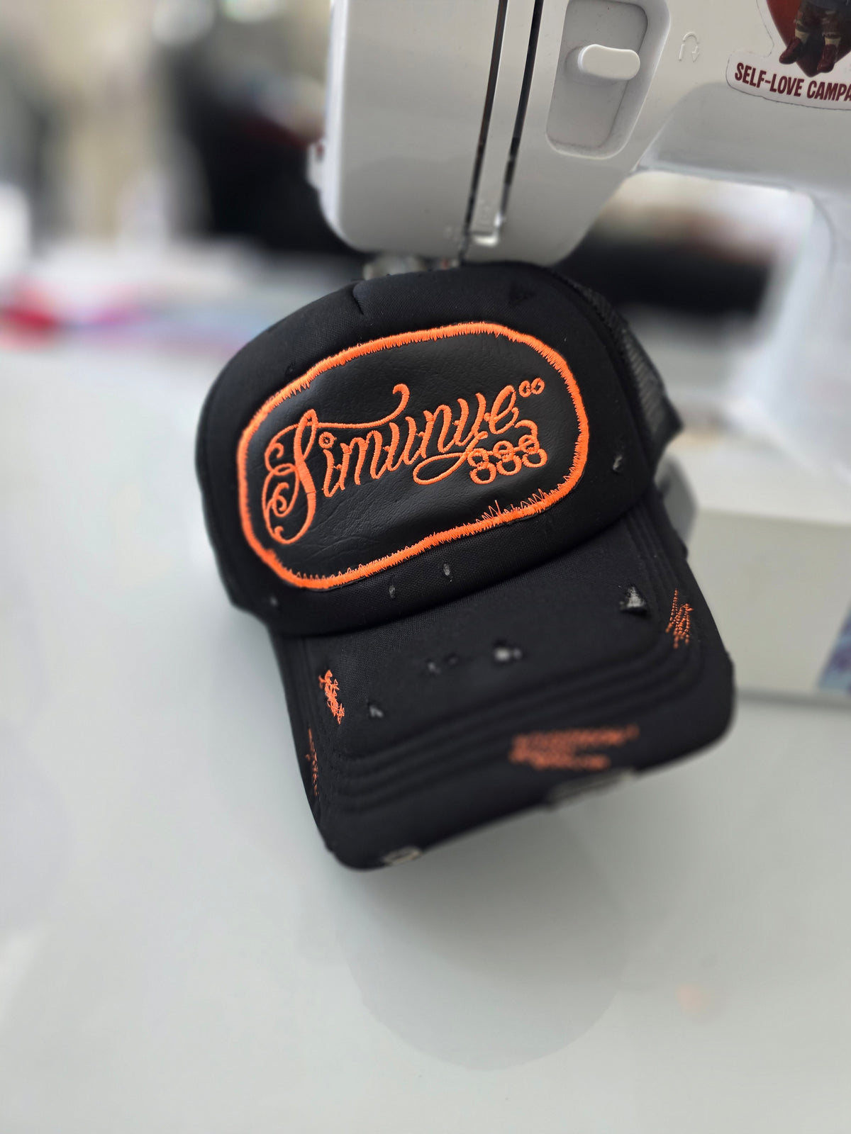1-of-1 Distressed Mesh Sim Trucker Hat
