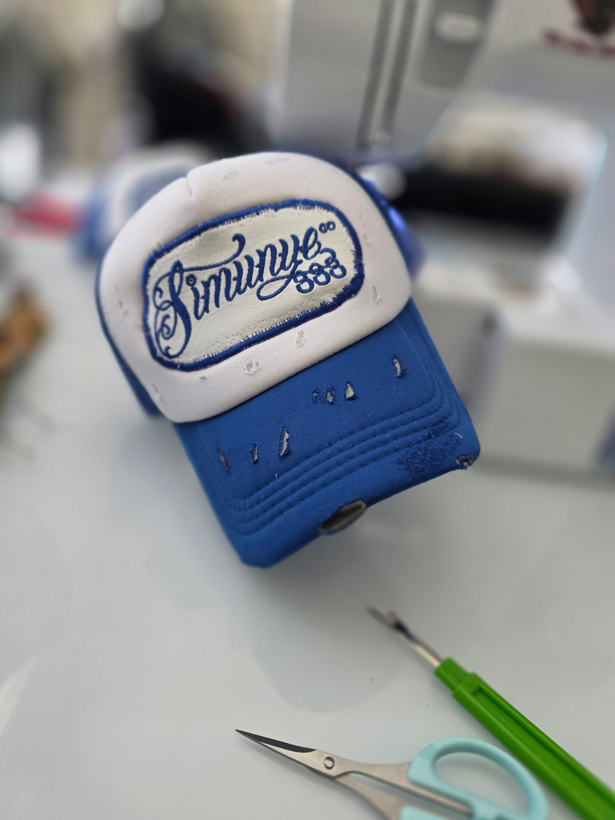 1-of-1 Distressed Mesh Sim Trucker Hat