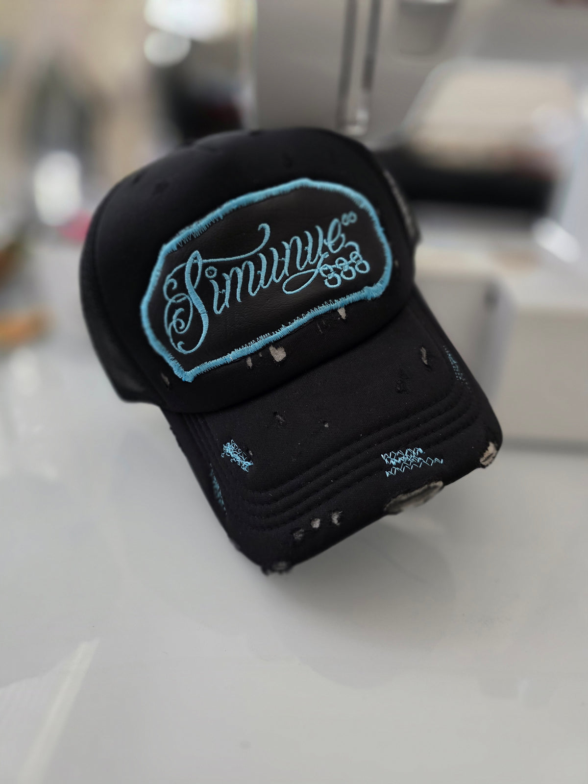 1-of-1 Distressed Mesh Sim Trucker Hat