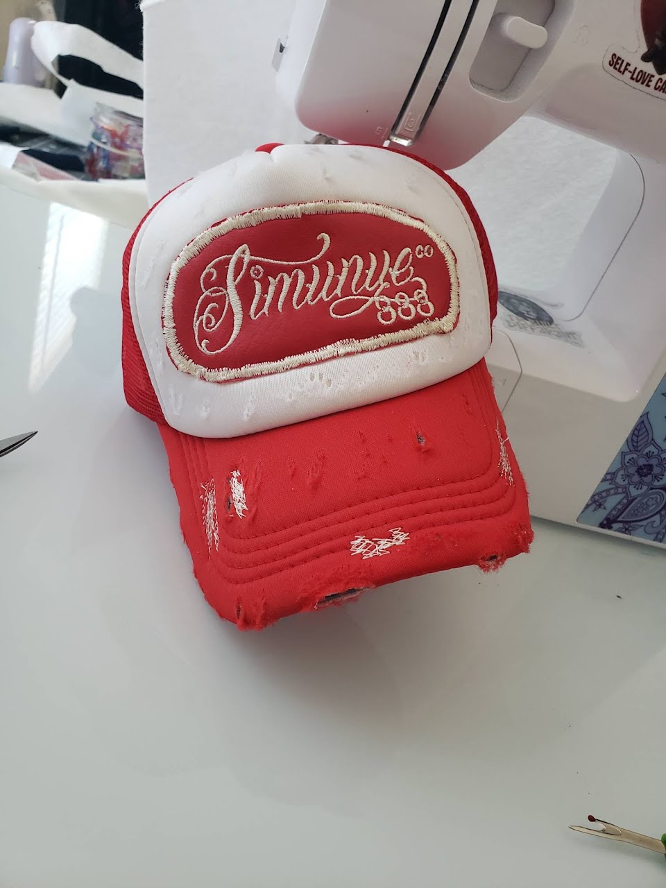 1-of-1 Distressed Mesh Sim Trucker Hat