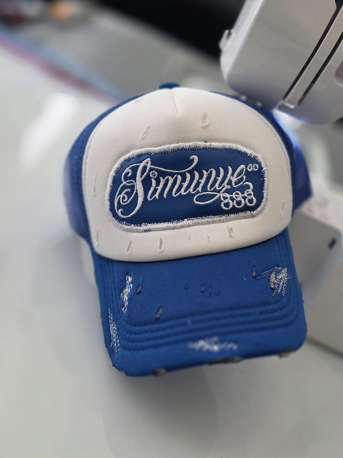 1-of-1 Distressed Mesh Sim Trucker Hat