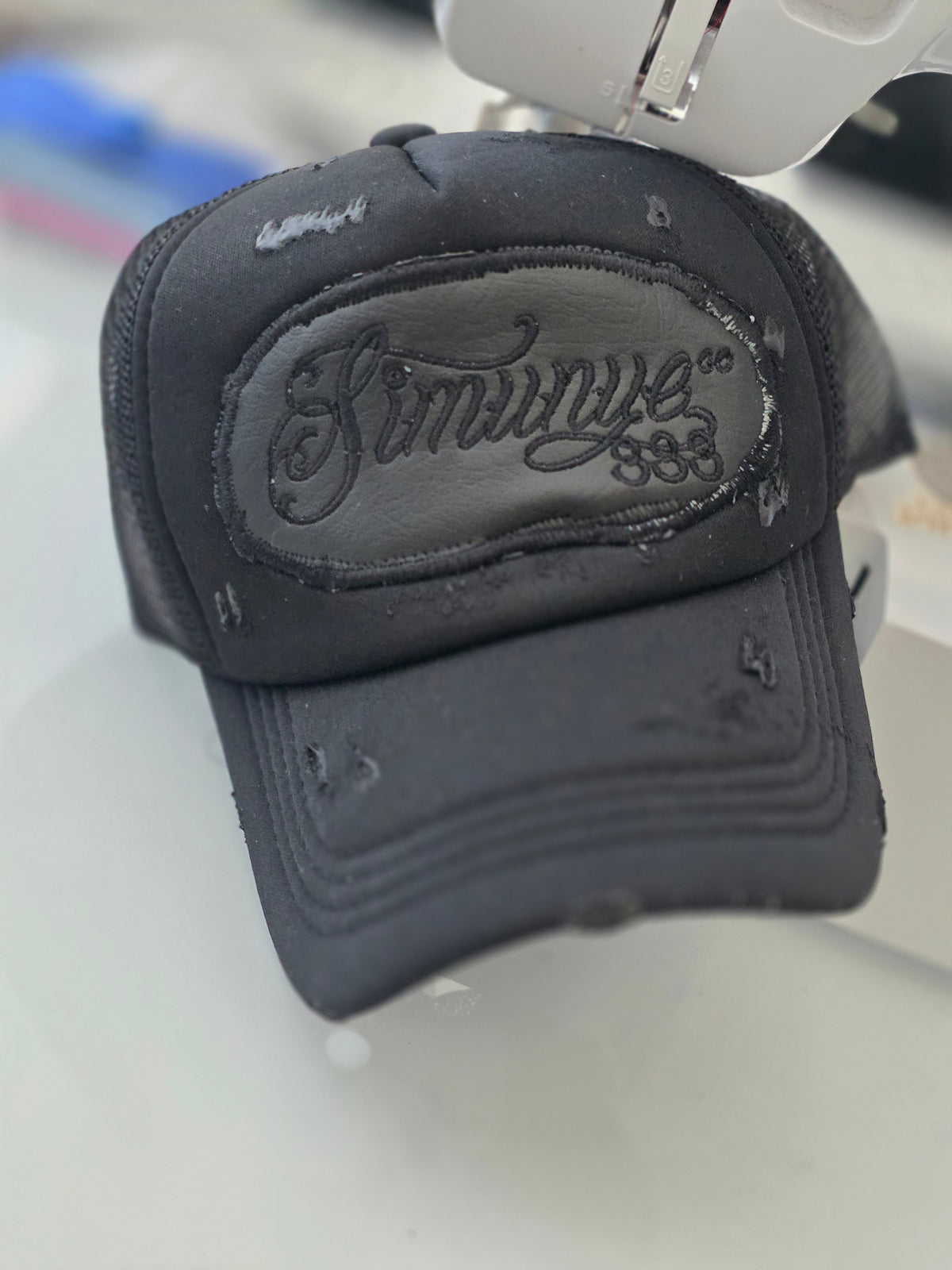 1-of-1 Distressed Mesh Sim Trucker Hat